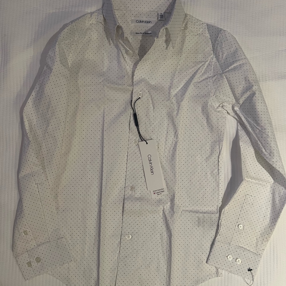 Calvin Klein Kid’s White Polka Dot Shirt